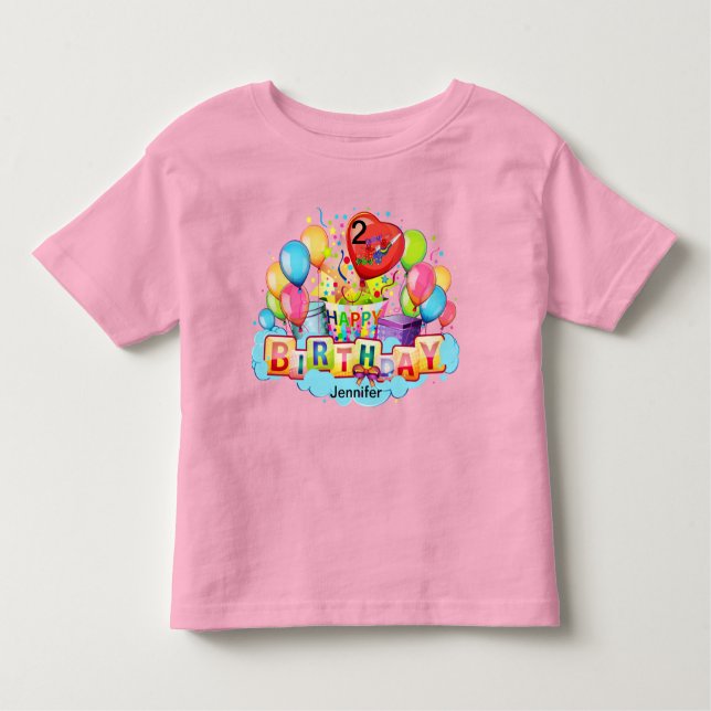 Camiseta Meninas Bolo de Aniversário FELIZ ANIVERS (Frente)