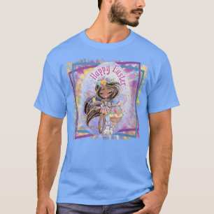 Camiseta Meninas bonitas Felz pascoa Afro-Americano Bunny F