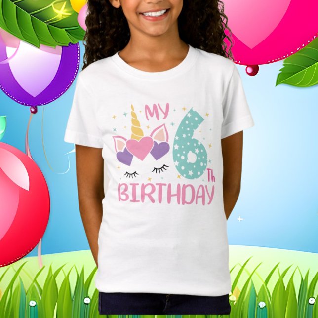 Camiseta Meninas bonitas unicórnio 6 Birthday (Criador carregado)