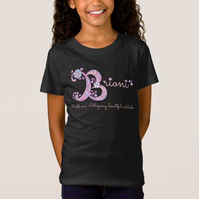 Camiseta Meninas brioni B nome que significa monograma (Frente)