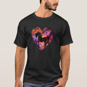 Camiseta Meninas Cavalo Coração Silhueta Amantes de Cavalos