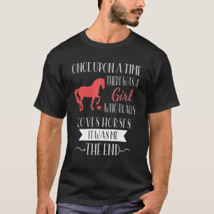 Camiseta Meninas Cavalo Dizendo História de Cavalgada Sobre