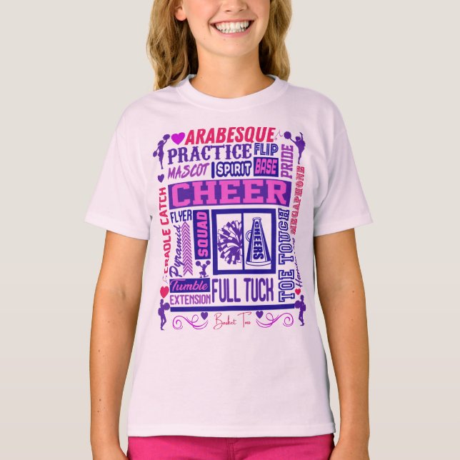 Camiseta Meninas Cheerhead Purple Typografia (Frente)