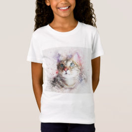 Camiseta Meninas cinzentas do t-shirt do gato de gato