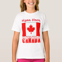 Camiseta Meninas com Bandeira Canadense Personalizada Herit