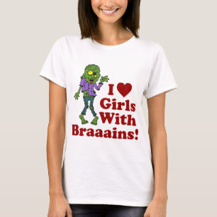 Camiseta Meninas com Cérebro Zombie