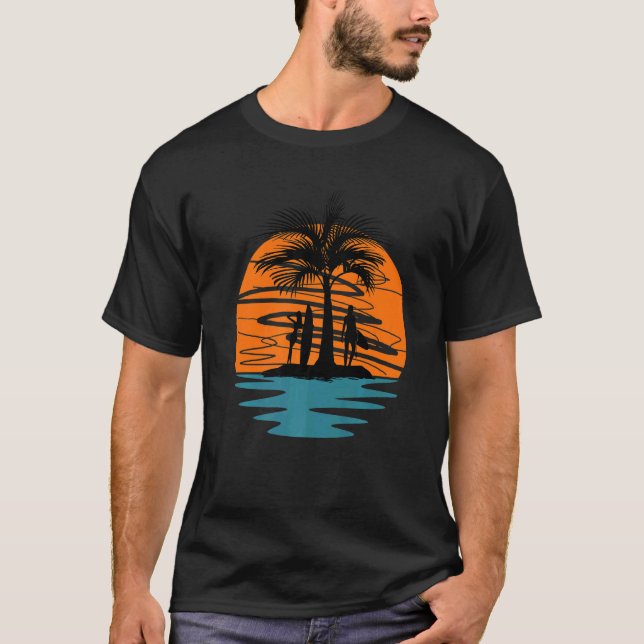 Camiseta Meninas Com Conselhos De Surf Na Ilha Do Sunset (Frente)
