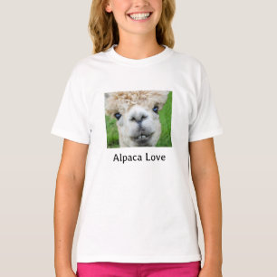 Camiseta Meninas com Foto Adorável de Alpaca
