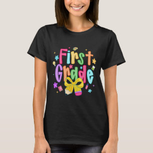 Camiseta Meninas com Laço Coquete de Volta às Aulas Préppy 