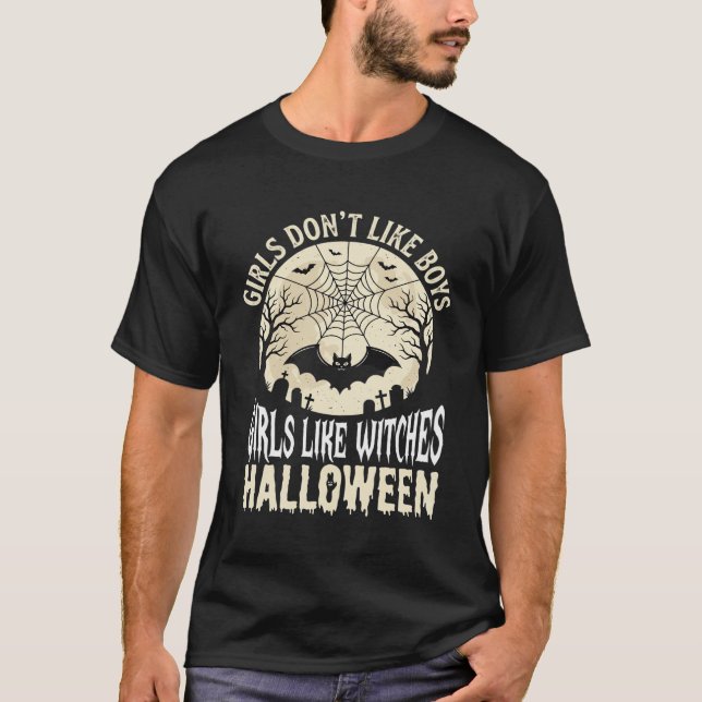 Camiseta Meninas Como Bruxas Desenho de Morcego de Hallowee (Frente)