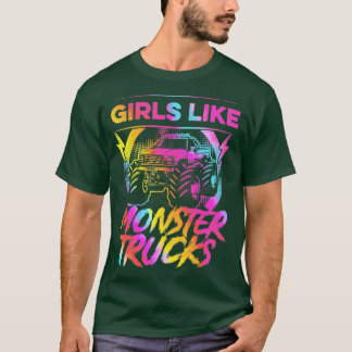 Camiseta Meninas Como Caminhões Monstros E Monstros.