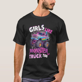 Camiseta Meninas Como Monster Truck Muito Rosa Monstro Gi
