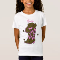 Meninas Cowboys Fofo Nome Rosa Marrom