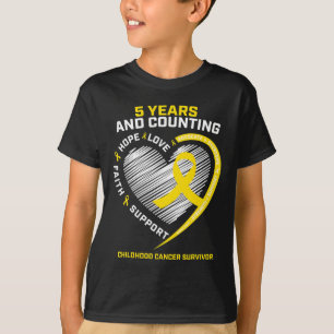 Camiseta Meninas Crianças Meninos 5 Anos Ouro Sobrevivente