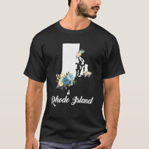 Camiseta Meninas Crianças Rhode Island Home Map Flowe