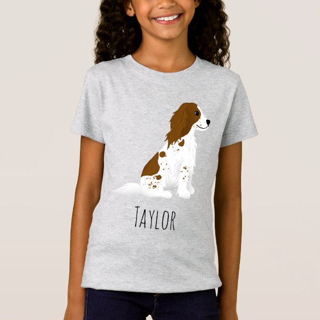 Camiseta Meninas Cute Springer Spaniel Dog & Name Kids (Frente)