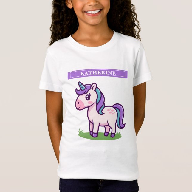 Camiseta Meninas Cute Unicorn Horse Kids T-Shirt (Frente)