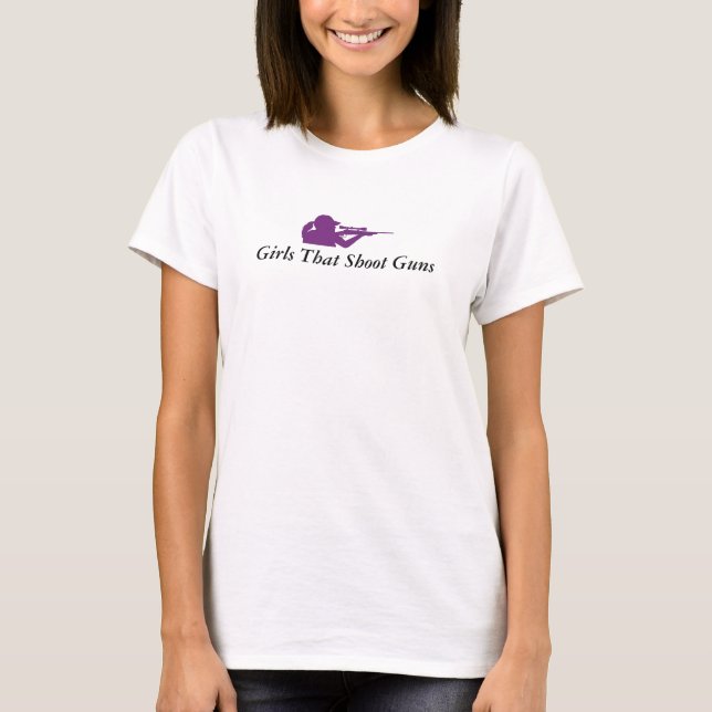 Camiseta Meninas da camisola de alças que disparam em armas (Frente)