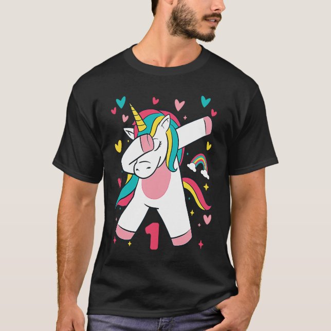 Camiseta Meninas de 1 ano adolescentes bebendo Unicórnio 1. (Frente)