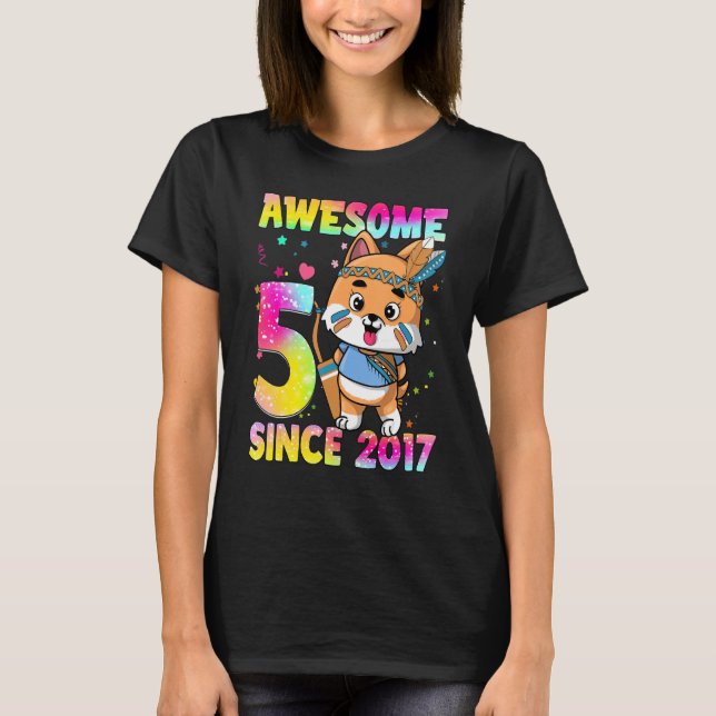 Camiseta Meninas de 5 anos adolescentes Cachorro de 5 Bir (Frente)