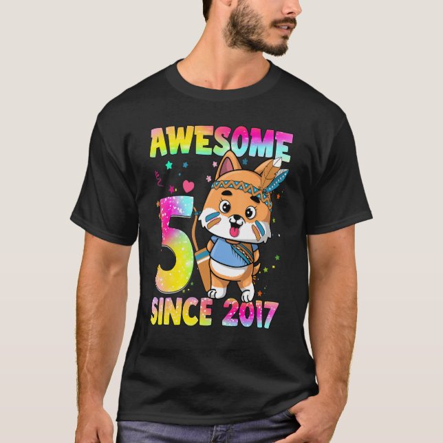 Camiseta Meninas de 5 anos adolescentes Cachorro de 5 Bir (Frente)