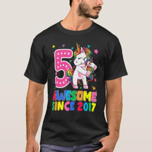 Camiseta Meninas de 5 anos adolescentes Flores de 5 Unicórn