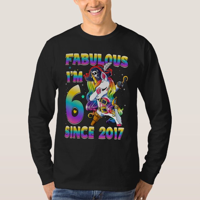 Camiseta Meninas de 6 anos bebendo Unicorn pirata 6 Birt (Frente)