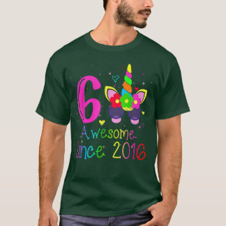 Camiseta Meninas De 6 Anos Incríveis Desde 2016 6 Aniversár