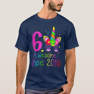 Camiseta Meninas De 6 Anos Incríveis Desde 2016 6 Aniversár