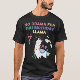 Camiseta Meninas de 7 anos 7 Llama Aniversário sem Drama
