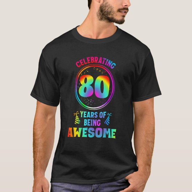 Camiseta Meninas de 80 anos sendo incrível 80 B de 80 anos (Frente)