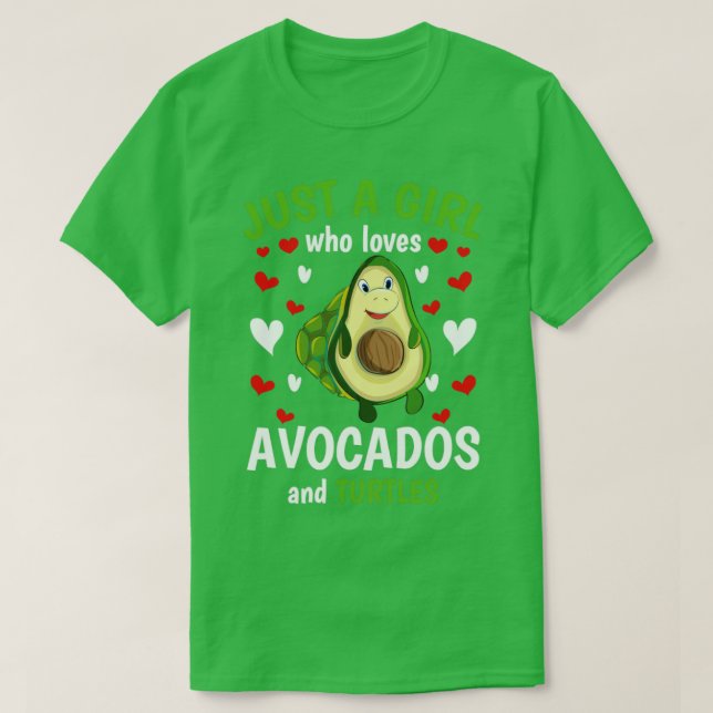 Camiseta Meninas de animais Avocado Tartaruga (Frente do Design)