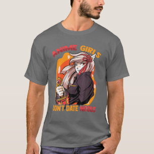 Camiseta Meninas de anime não namoram noobs - Cute Kawaii -
