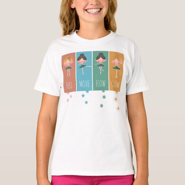 Camiseta Meninas de Ballet Pastel Empoderadoras com Blocos  (Frente)