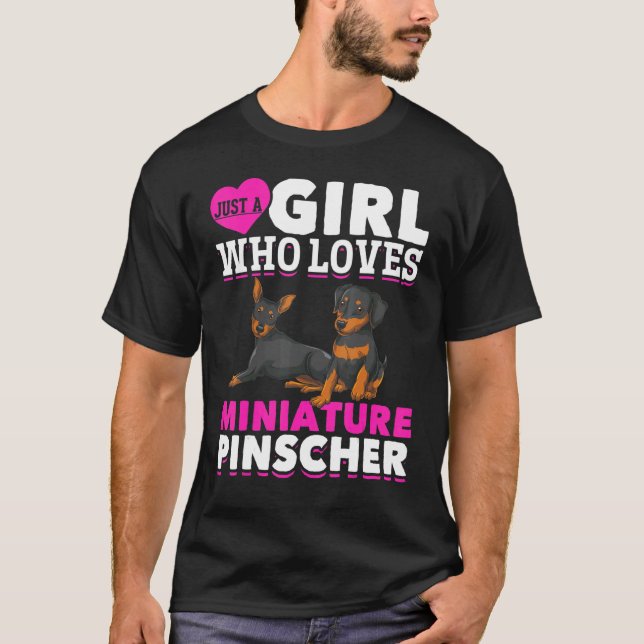 Camiseta Meninas de Cães Miniatura Mulheres Pinscher Pet Mi (Frente)