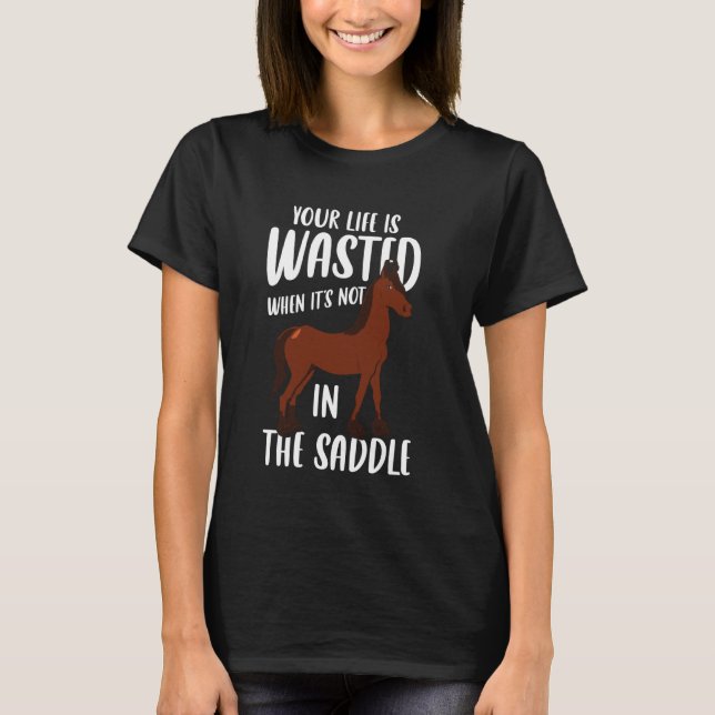 Camiseta Meninas de Cavalaria Mulheres Equestres Cavalgar   (Frente)