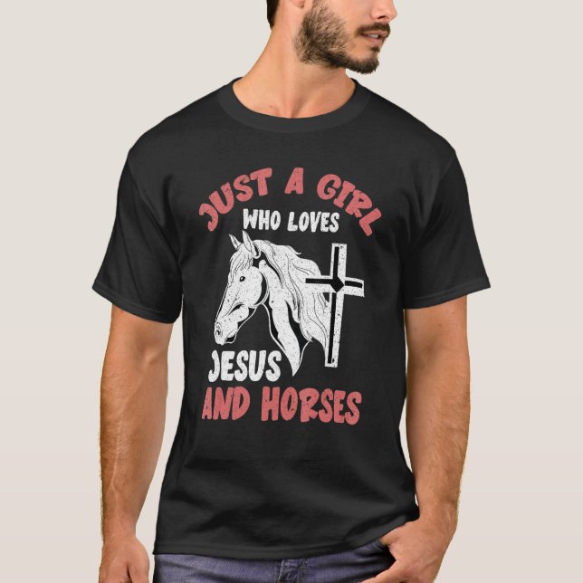 Camiseta Meninas de Cavalo Animal Atravessam Jesus Cristo D (Frente)