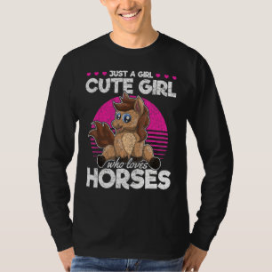 Camiseta Meninas de Cavalo de Animais Mulheres Equestres An