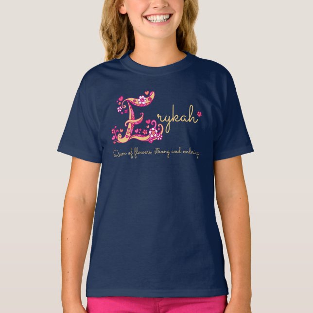 Camiseta Meninas de Erykah apelidam de corações E monograma (Frente)