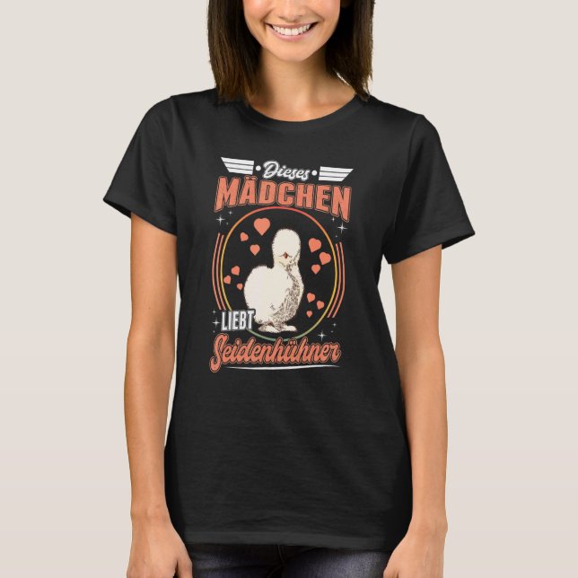 Camiseta Meninas de Frango de Seda Frango Silkie Frango de  (Frente)