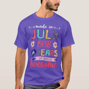 Camiseta Meninas de julho de 1938 Presente de aniversário d
