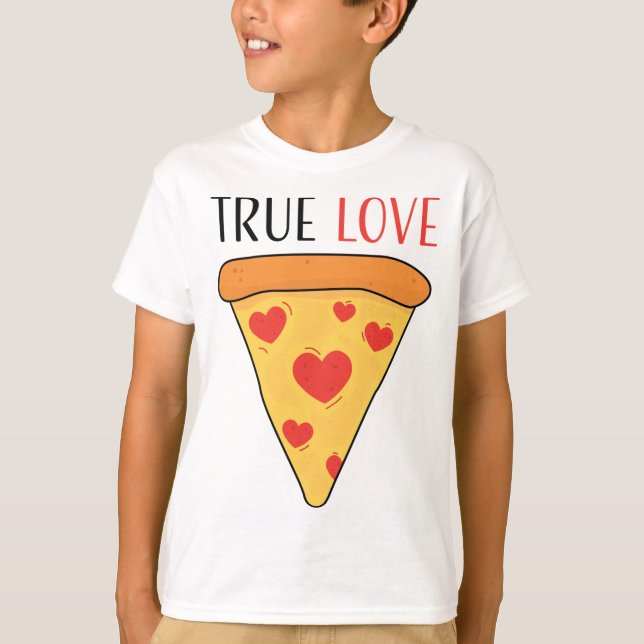 Camiseta Meninas de Pizza de Amor Verdadeiro Meninos (Frente)