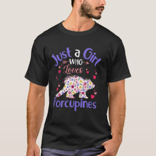 Camiseta Meninas de Porco-espinho Floral Mulheres Apenas Um