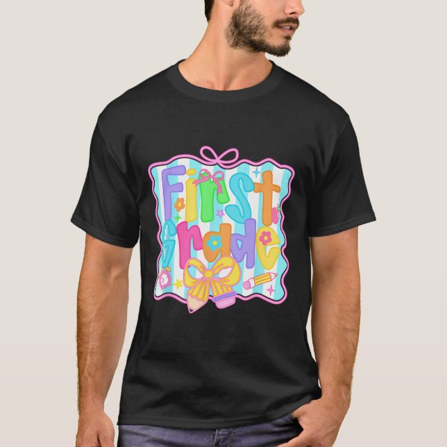 Camiseta Meninas De Primeiro Grau De Volta À Coquete De Arc (Frente)