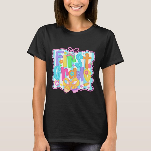 Camiseta Meninas De Primeiro Grau De Volta À Coquete De Arc (Frente)