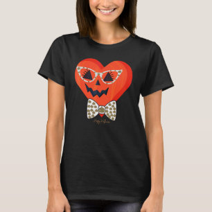 Camiseta Meninas de rosto de abóbora fofa com óculos estamp