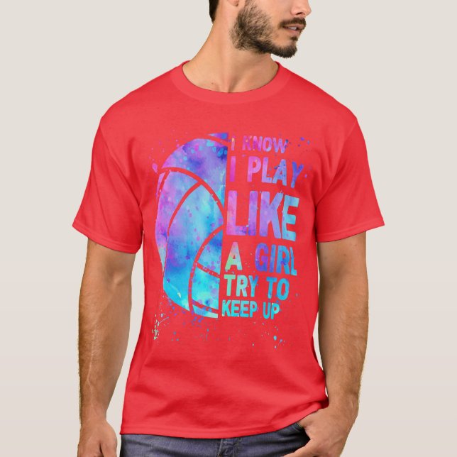 Camiseta Meninas de volei Mulheres Eu Sei Que Eu Jogo Como  (Frente)