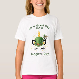 Camiseta Meninas Dia de São Patrício Unicórnio Mágico