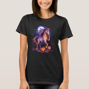 Camiseta Meninas do Cavalo Fantasma Caveira Rosto Abóbora d