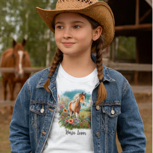 Camiseta Meninas do Pônei Pinto Amante de Cavalos 